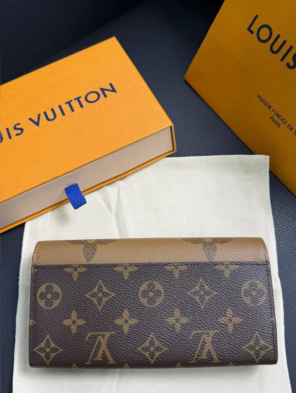 Louis Vuitton Monogram Sarah Wallet Brown and Tan